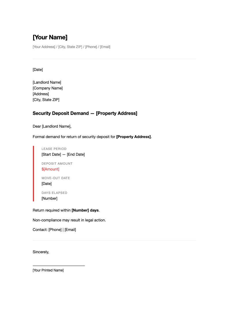 Swiss style demand letter